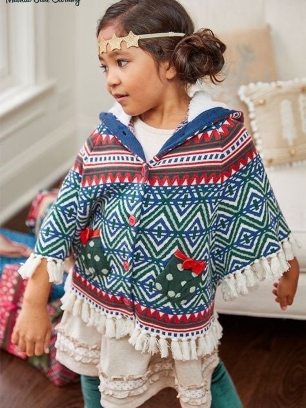 Matilda Jane Girls Poncho Sweater With Tassels Size 6